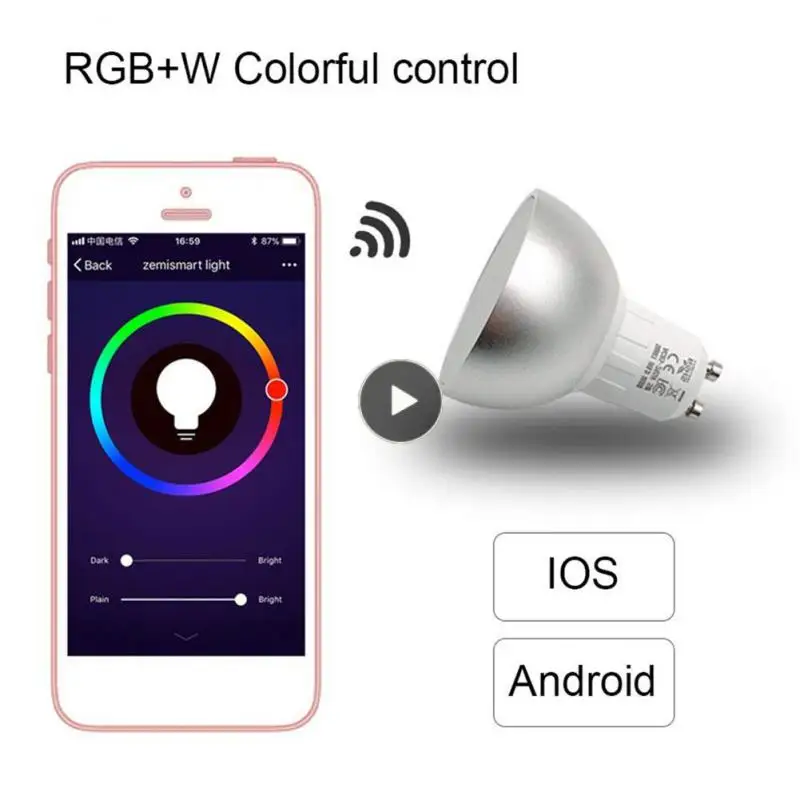 

Smart Bulb for Home,Compatible for Alexa & Google,5W Led Dimmable,WiFi GU10 RGBW,Control By Smartphone Tablet,color Light