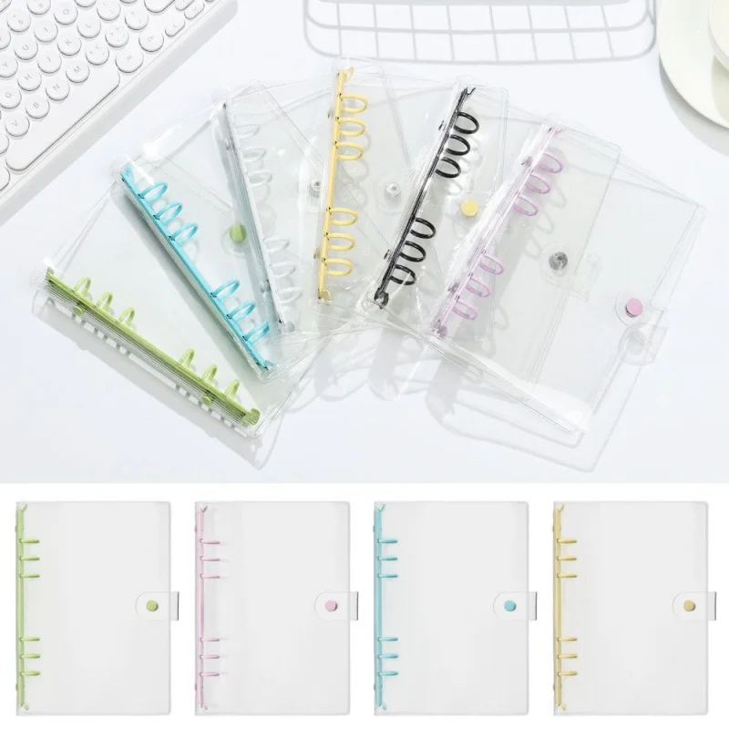 

A5 A6 Transparent PVC Loose-Leaf Notebook Cover Folder Macaron Color 6 Ring Binder Diary Journal Planner School Stationery