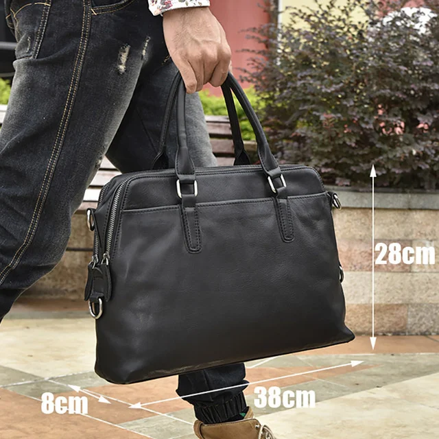 

business Briefcase men's handbag, horizontal leather head layer men's computer bag, leather hand-held men's bag