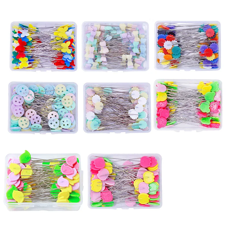 

100pcs/box Dressmaking Pins Embroidery Patchwork Pins Mixed Color Sewing Patchwork Pins Flower Head Pins Sewing Tool Needle Arts