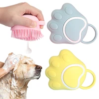 soft silicone dog brush bathroom pet shampoo massager bath brush puppycat washing massage dispenser grooming shower tools