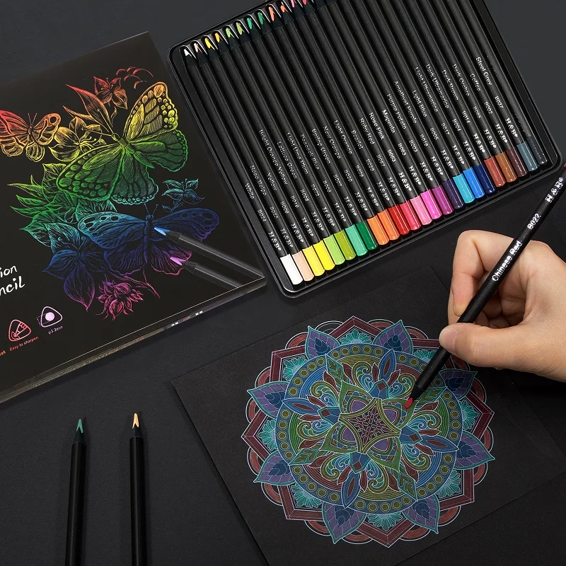 12/24/72/180 цветов HB набор черных деревянных цветных карандашей профессиональный