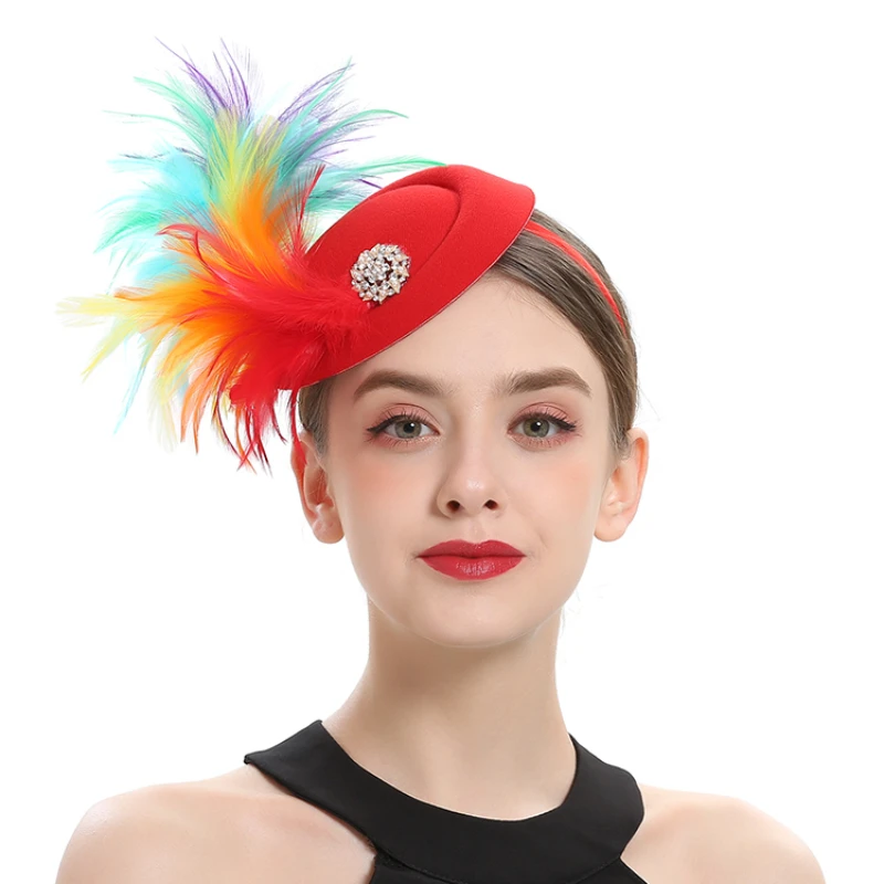 

Tea Party Fascinator Hat for Women Kentucky Hat Feathers Fedoras Hat Headband or a Clip Cocktail Tea Party Headwewar for Girls