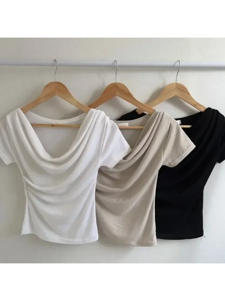 Корейский эластичный пикантный короткий топ с короткими рукавами женская модная