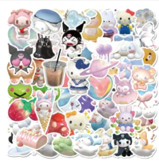 

51pcs/set 3D Cute Kawaii Kuromi Anime Stickers DIY Toy Kawaii Gift Laptop Labels Decorative Scrapbooking Waterproof Sticker Pack
