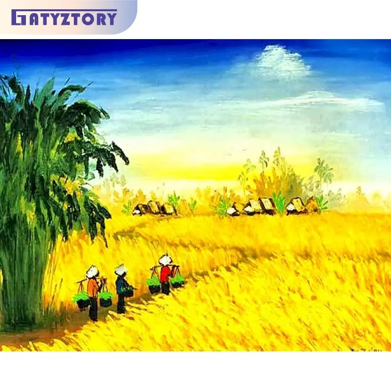 

GATYZTORY Painting By Numbers Diy Crafts Autum Harvest Scene Coloring By Numbers Wall Decors Unique Gift Picture Drawing Artwork