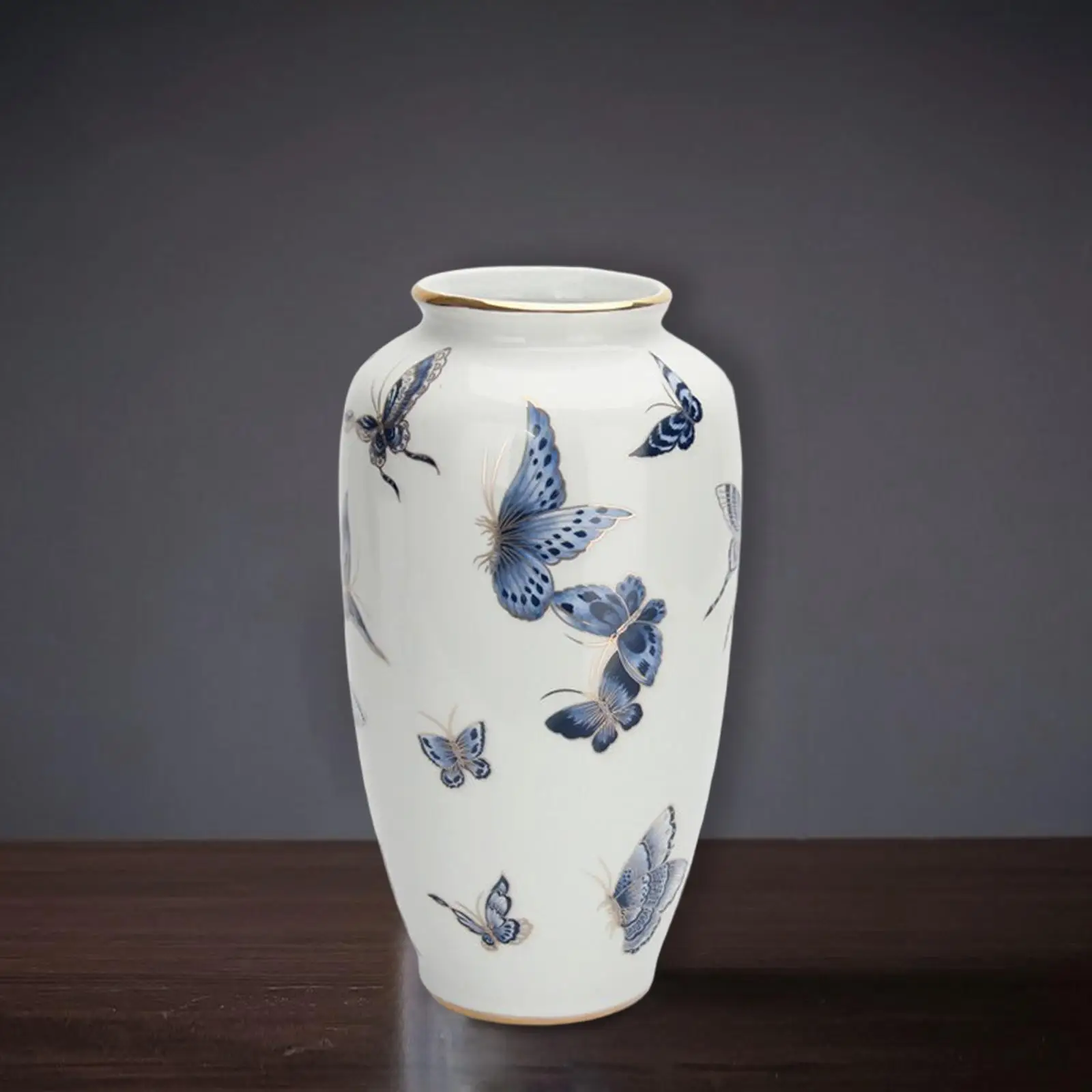 

Китайская керамическая ваза, традиционный домашний декор в стиле ретро, гладкая большая декоративная ваза ручной работы, фарфоровая ваза, цветочные вазы для цветов