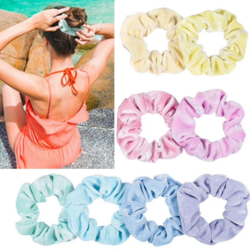 

Flannel Elastic Hair Bands 12Pcs/Set Velvet Hair Ropes Hair Accessories Gradient Colors Hair Scrunchies Set DIY Handmade Solid