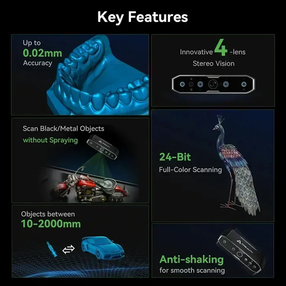 Оригинальный ручной сканер Creality 3D CR-Scan Otter с 3D-печатью точность 0 02 мм отслеживание