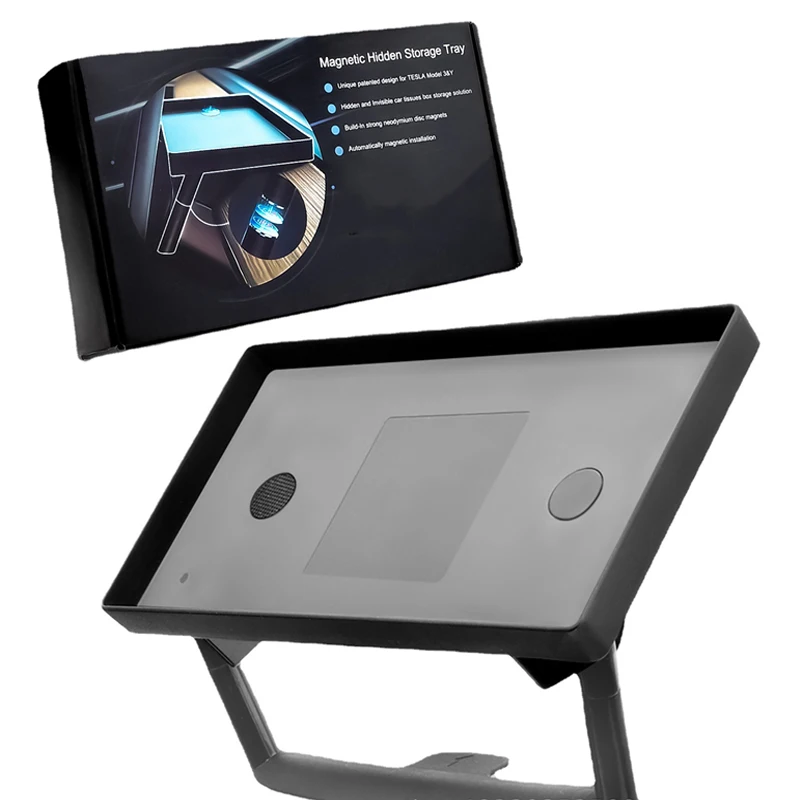 

1Pc For Tesla Screen Rear Storage Box Foldable ETC Support Magnetic Hidden Storage Tray Tissue Box Model 3 Y Accessories