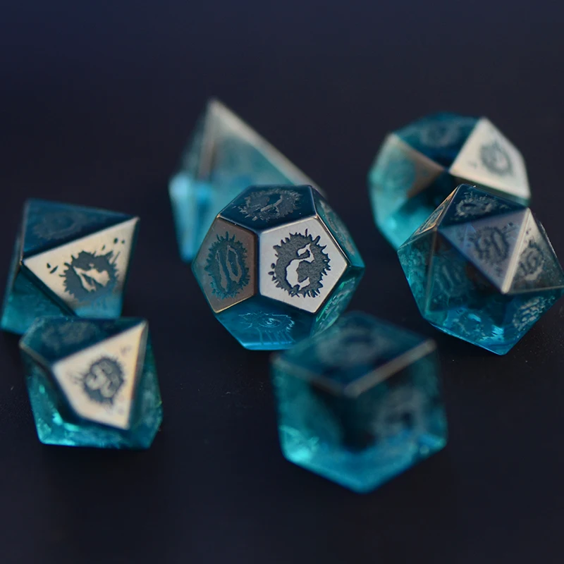 

Master Making Crafts Aquamarine Zircon Natural Gem DnD Cthulhu Running Group Coc Board Game Multi-sided Dice Home Decor