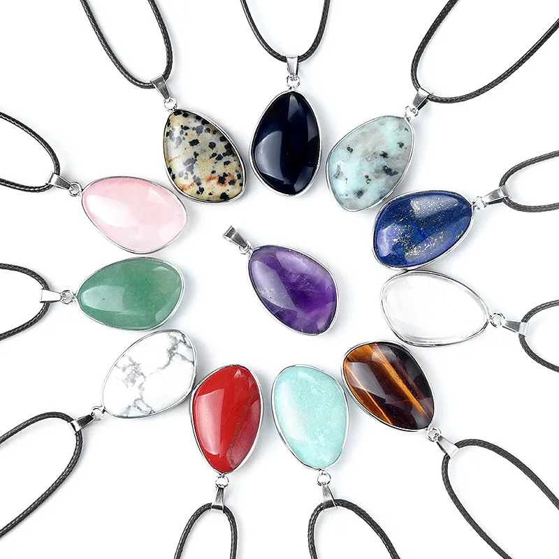 

10pcs Natural Stone Pendant Amethyst Crystal Irregular Copper Covered Edged Energy Stone Healing Necklace Jewelry Gift