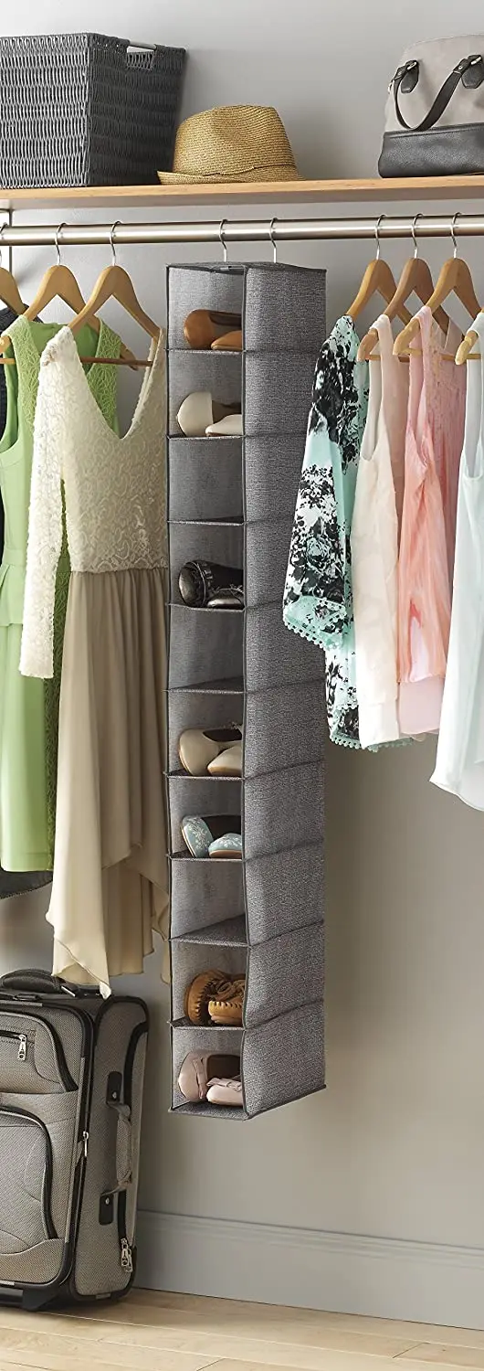 

Hanging Shelves for Shoes \u2013 Grey Crosshatch Shoe Rack Organizer Holder for Books Toy Clothes