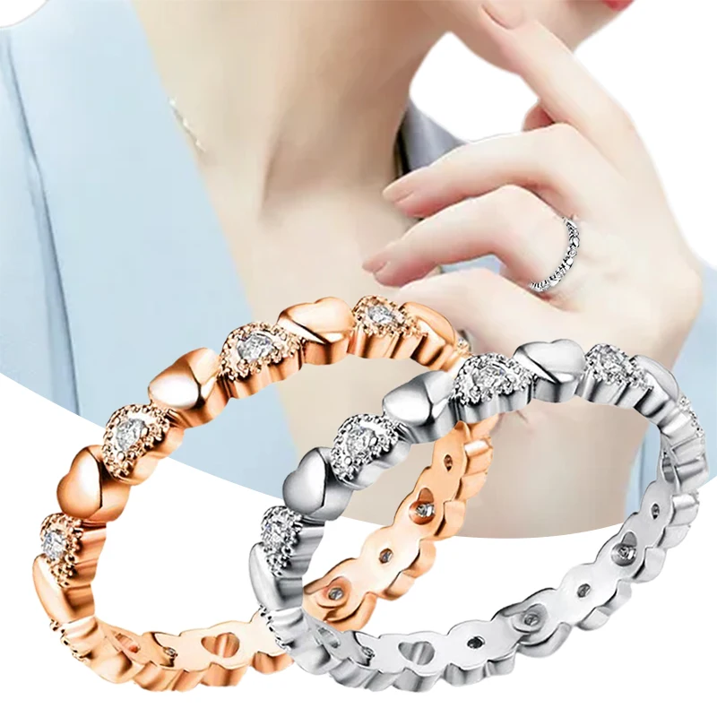 

Heart-to-Heart Patten Ring Gorgeous Round Love Diamonds Confession Ladies Ring Jewelry Best Gift for Engagement Wedding XRQ88