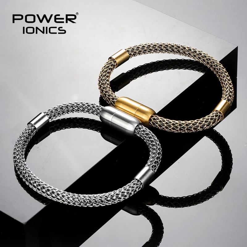 

New Power Ionics Original Design 316 Steel Mesh Net Fashion Retro Anions Bracelet Balance Human Body Energy Christmas Gifts