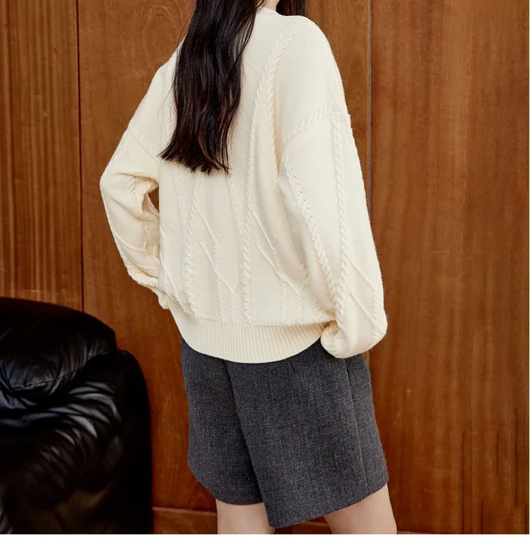 SENTUBILA простые вязаные пуловеры женские повседневные прямые с круглым вырезом и