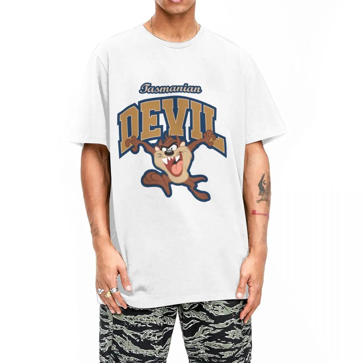ü Men Women's TAZ Cartoon Tasmanian Devil (2) Футболки 100% Bawełna Odzież Śmieszne Koszulki z Krótkim Rękawem Crew Neck Oryginalny
