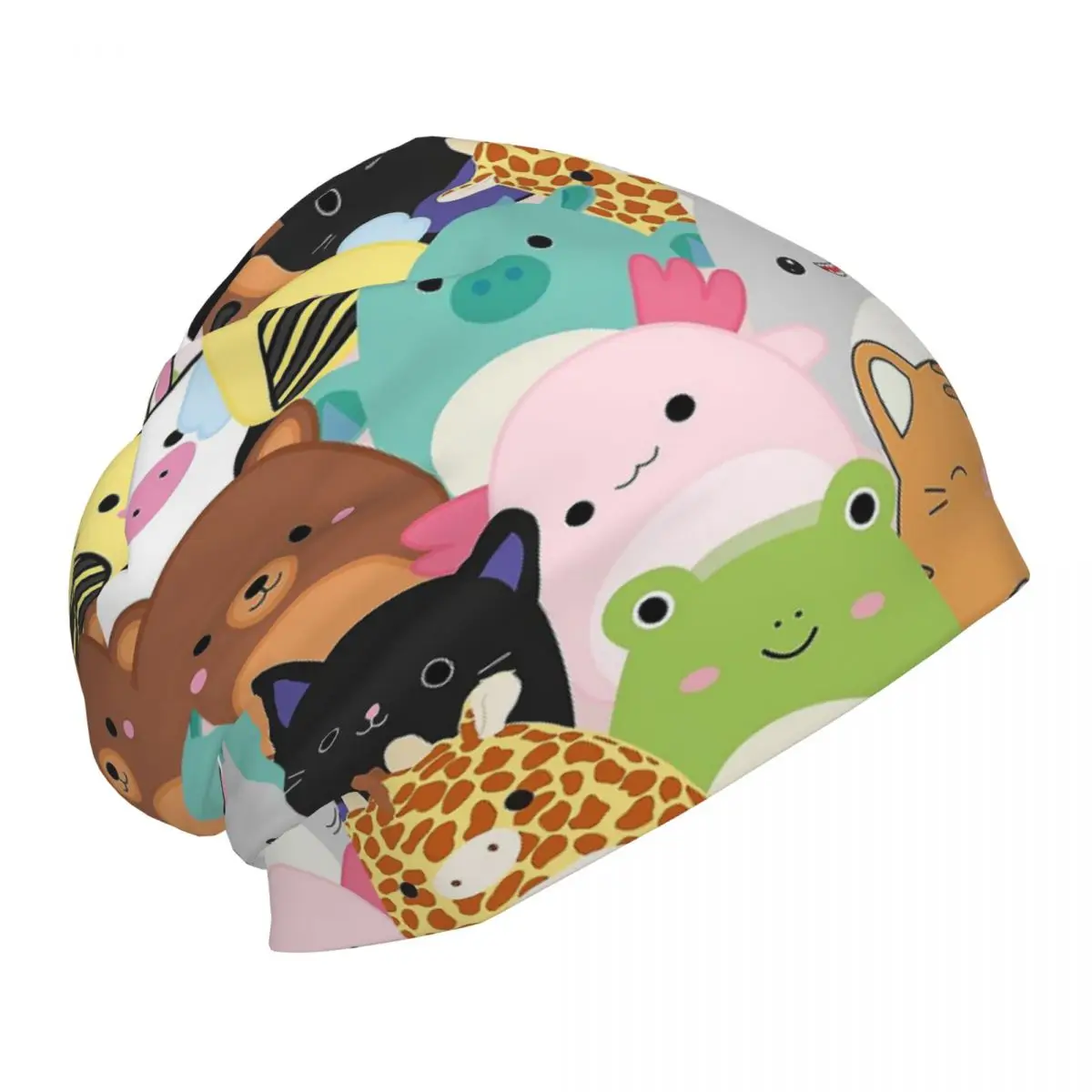 

Детская Милая шапочка с графическим принтом в виде животных, чаотическая шапочка с рюшами, зимние шапочки, милая шапочка для девочек