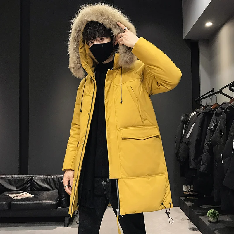 Mens Warm Jacket Winter Parka Fur Collar Windbreaker Down Coat Thick Black Coat Male Casual Autumn Warm Windpoof  Jackets Mens