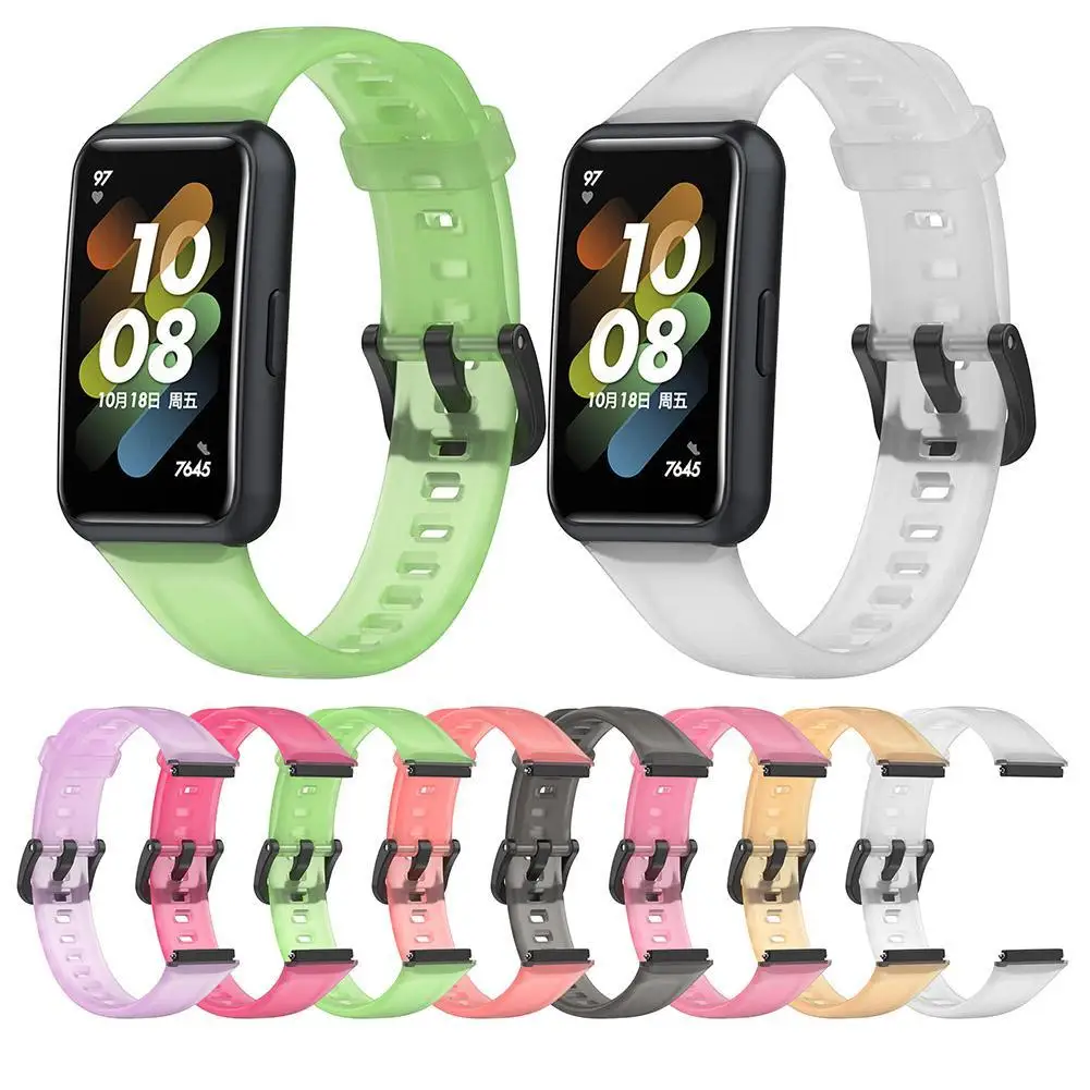 

Clear Band Summer Jelly Watch Strap Sport Bracelet Transparent Replacement Belt Compatible for Huawei Band7
