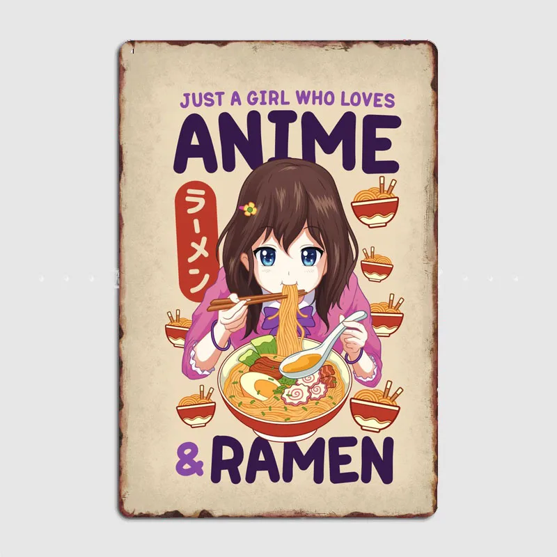 

Ramen Anime Girl Metal Sign Cave Pub Mural Painting Cinema Garage Funny Tin Sign Poster Kitchen Home Decoration Room Wall Decor