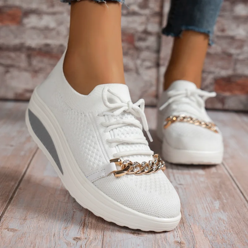 

2022 New Women Comfort Sneakers Lace Up Vulcanized Female Woman Lattice Casual Tennis Shoes Ladies Mesh Shoes Zapatos Mujer