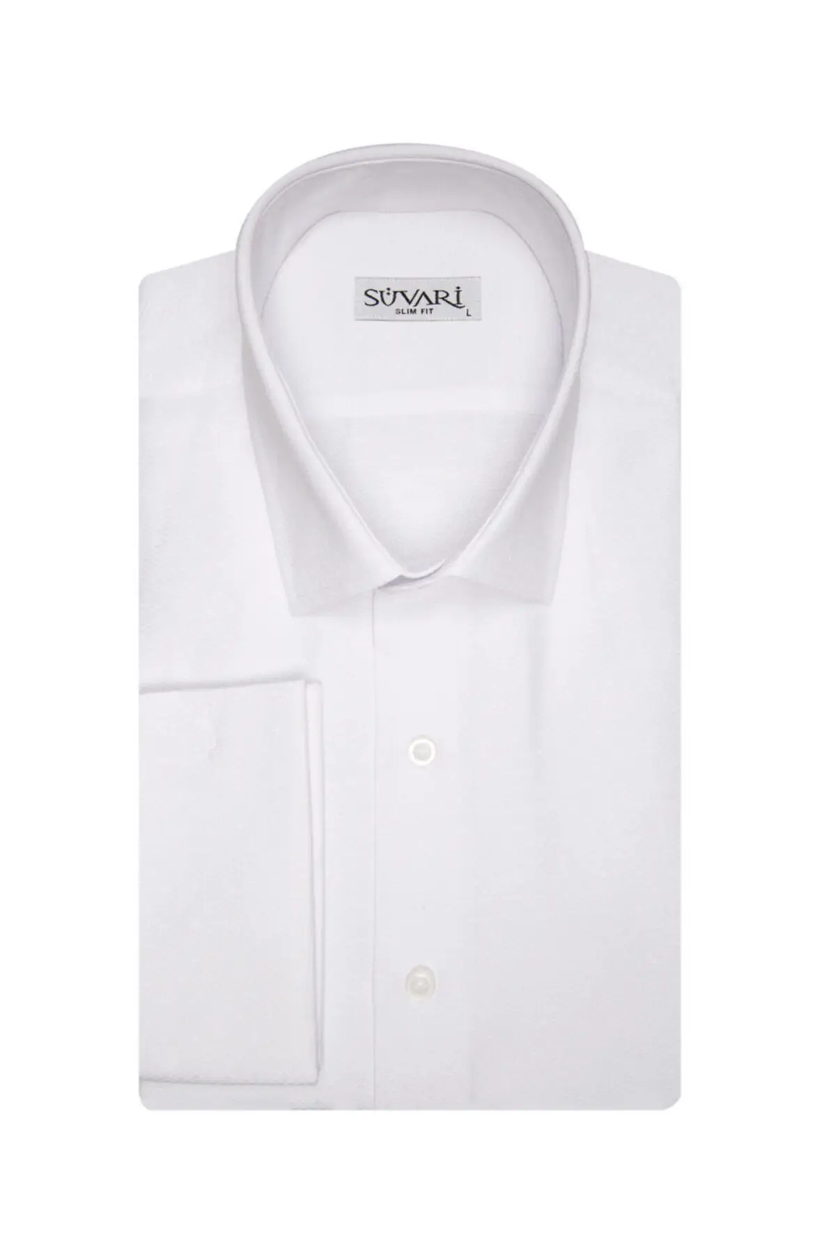 

Мужская приталенная рубашка с двойным узором и манжетами