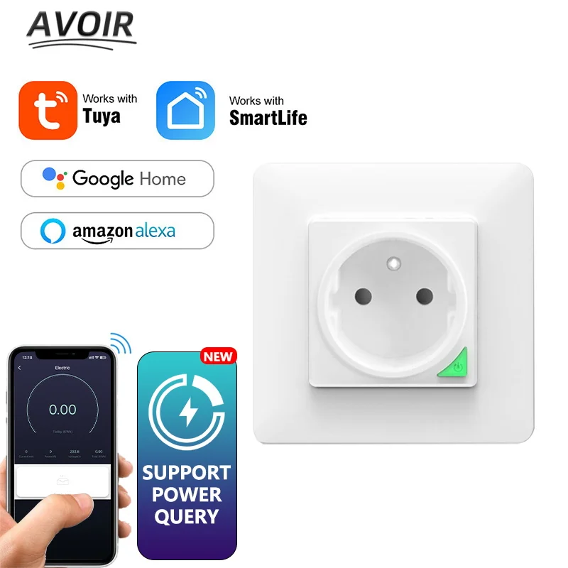 

Avoir Zigbee Smart Wall Socket Wifi Connect French Plug White 16A Voice Control Tuya Smart Life APP Works With Google Home Alexa