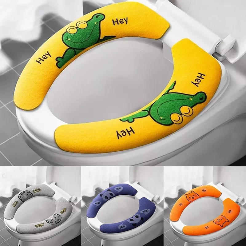 

Universal Toilet Seat Cover Soft Cartoon WC Toilet Sticky Seat Pad Washable Bathroom Warmer Seat Lid Cover Cushion 1pc