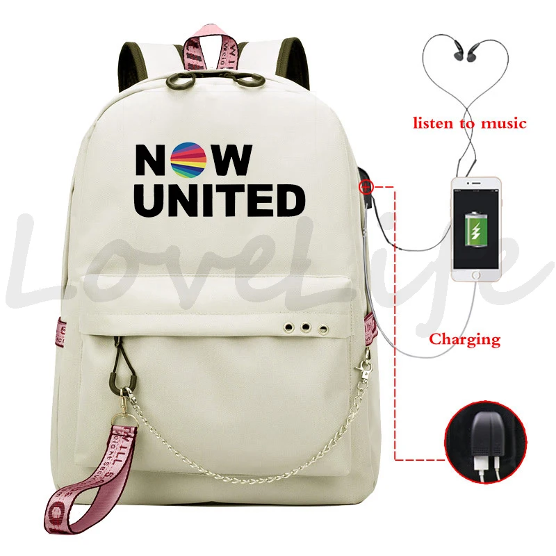 

Now United Backpack School Mochila teens Bookbag Rucksack Boys Girls School Bags Knapsack Hiking Bagpack USB Charging Backpacks