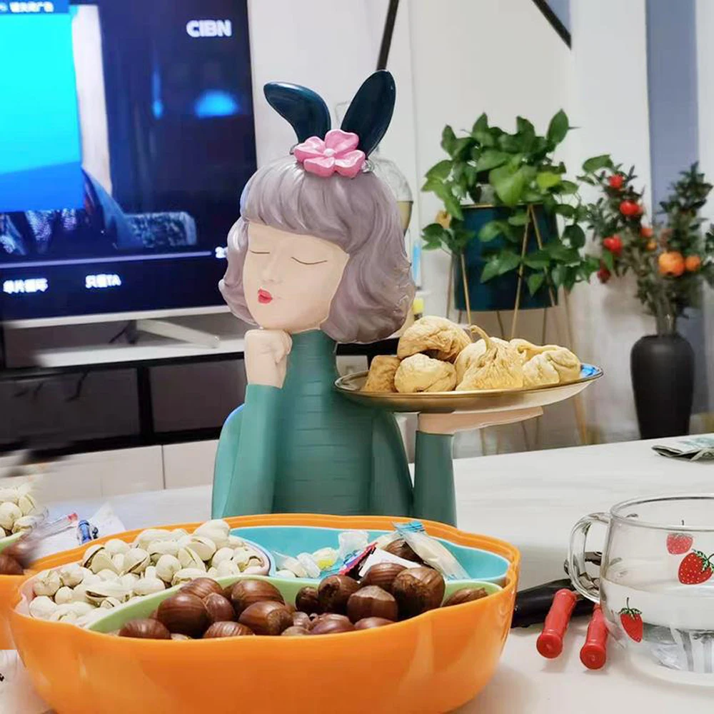 

Полимерная скульптура, поднос для сухих композитных девушек для гостиной, бокс для хранения ключей, художественное украшение для крыльца, ч...