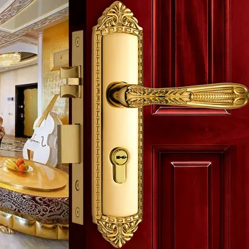 Europen Solid Brass Door Lockest Antique Golden Handle Bedroom Locks Modernsecurity Lockset for Bookroom Door Hardware