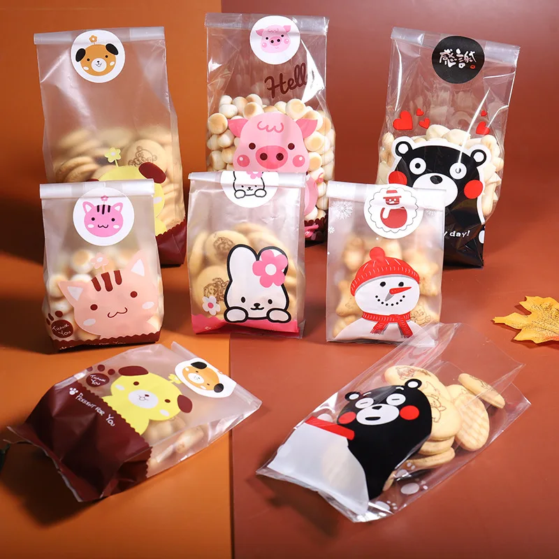 

50pc Cartoon Biscuit Packaging Bags Candy Cookie Baking Packaging Bag Goods for The Kitchen Baby Shower Decoracion Cuisine.75z