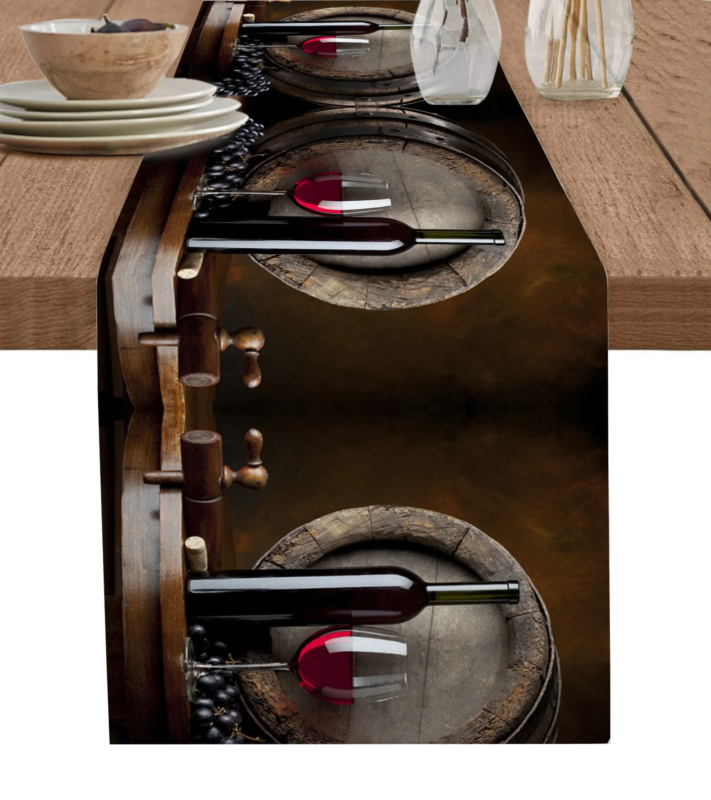 

Wine Glass Wine Fruit Glass Barrel Table Runners Kitchen Table Decoration Dining Table Runners Wedding Party Table Decor
