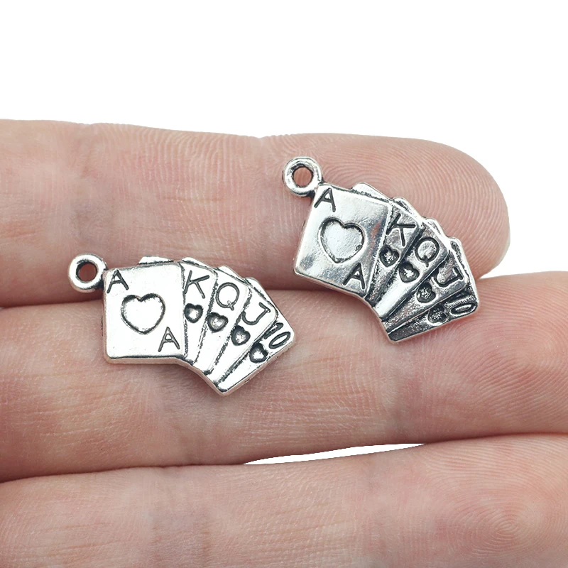 

10Pieces 10.7mm*24.6mm jewelry handmade antique silver tibetan silver poker gamble charms