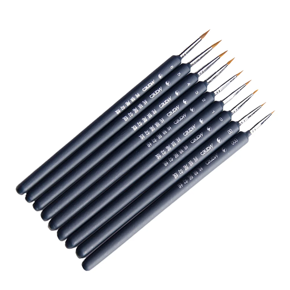 

9pcs Fine Detail Brush Set Tiny Professional Miniature Brushes for Watercolor Oil Painting Gouache Painting Drawing