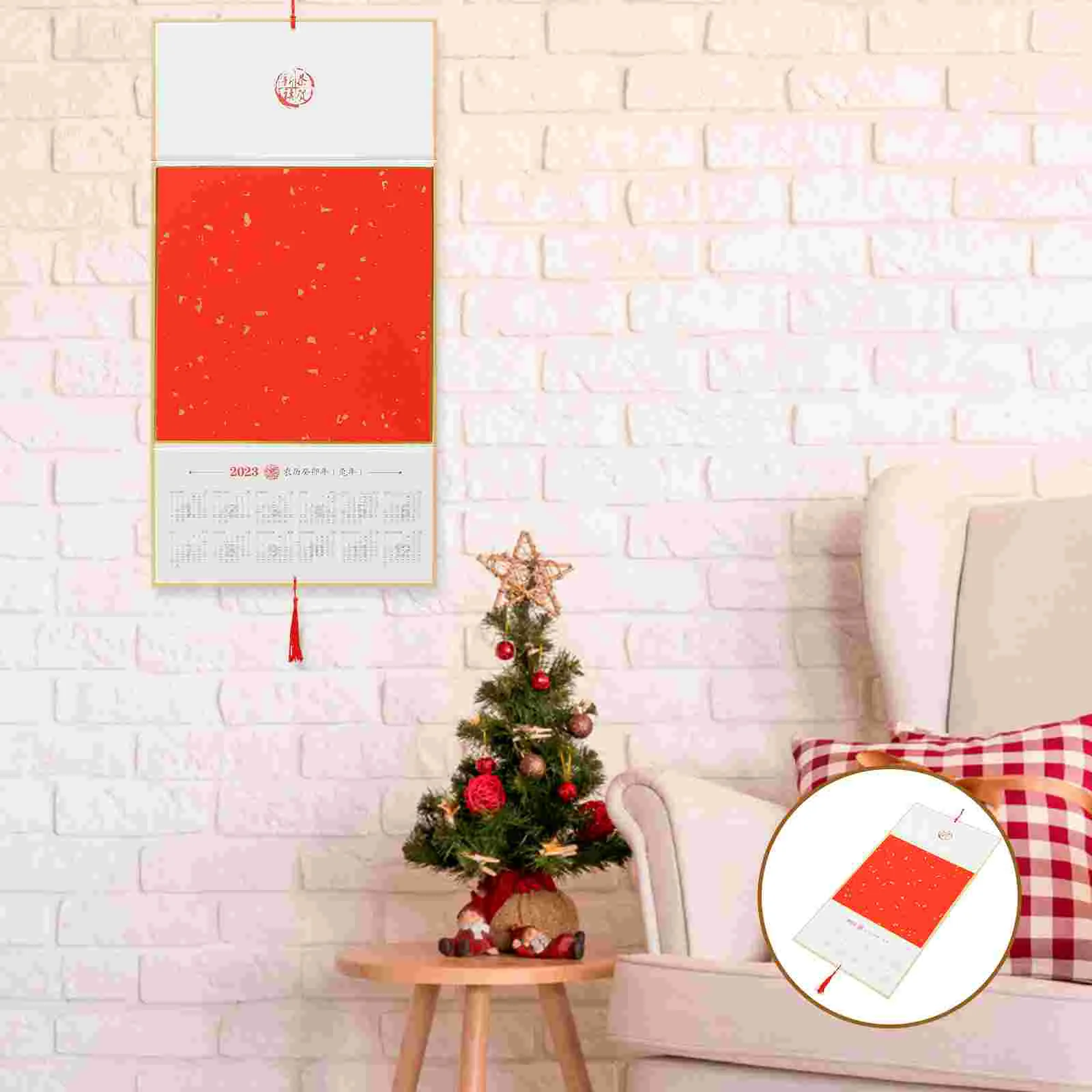 

1 Set Chinese Month Annual Yearly Thick Paper 2023 Calendar Wall Zodiac Wall Calendar for Living Room Home Office