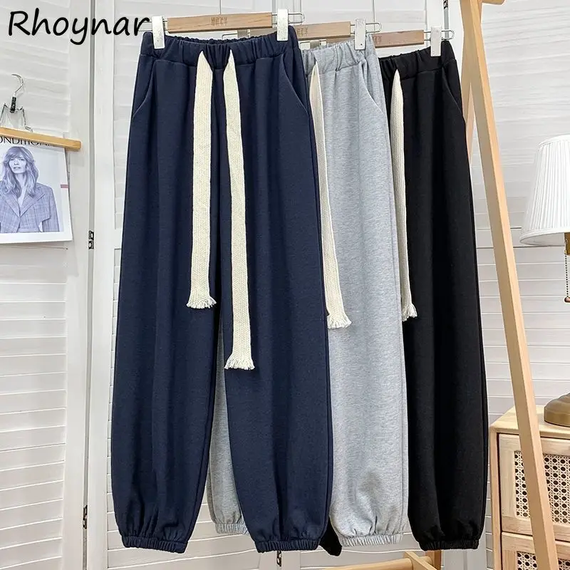 

Casual Pants Women Simple Harem Pockets All-match Couple Solid Trousers Students Holiday Autumn Stylish Clothes Lady Daily Ins