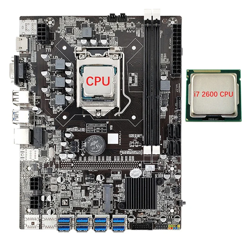 

Материнская плата B75 для майнинга с 8 картами + процессор I7-2600, 8 USB3.0 в PCIE 1X слот GPU LGA1155 DDR3, слот ОЗУ SATA3.0 для BTC/ETH