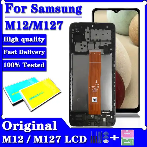 6,5 "Оригинальный дисплей для Samsung Galaxy M12 M127, ЖК-дисплей, сенсорный экран, дигитайзер, полная фотография/DS SM-M127FN/DS SM-M127F/DS
