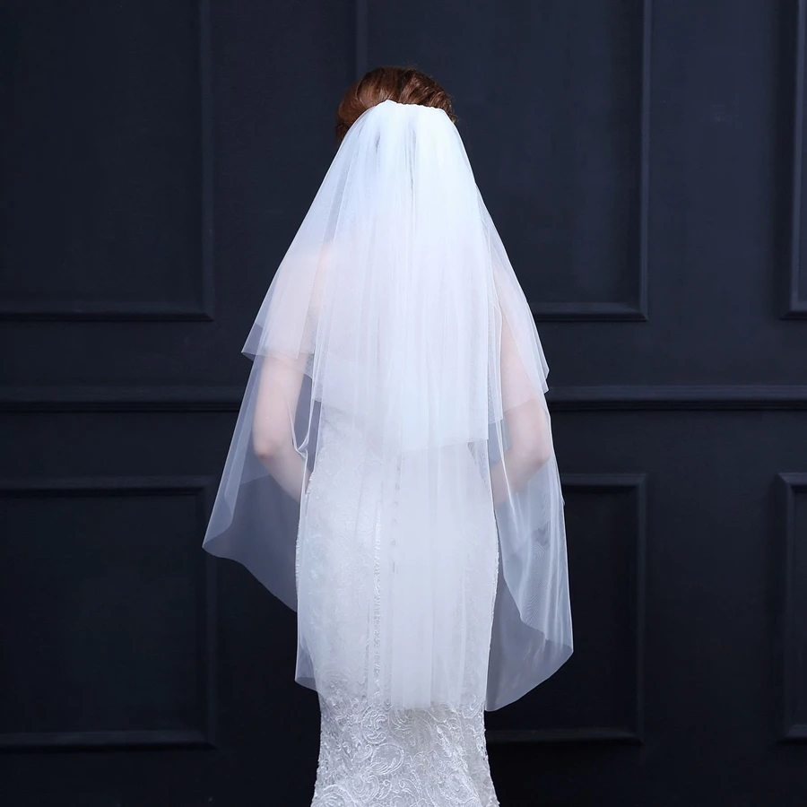 

New Arrival White Ivory Short Wedding veil for Bride Velo de novia Soft Tulle Bridal veils Wedding accessories Voile de mariée