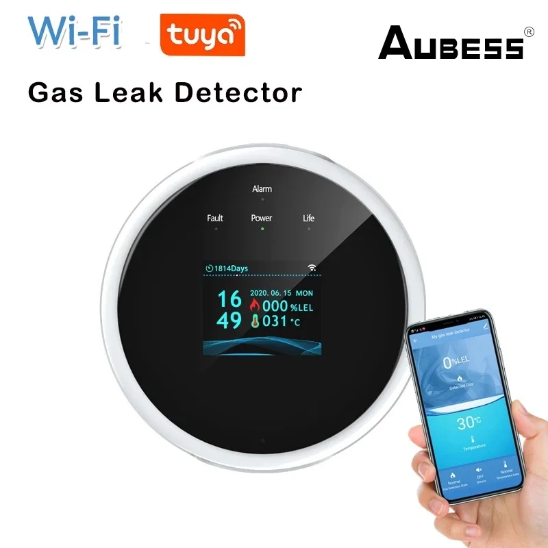 

Датчик утечки газа Smart Tuya с Wi-Fi и датчиком температуры