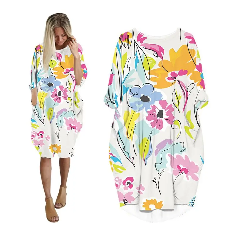 

dresses women floral print long sleeve fashion vintage woman clothes plus size streetwear oversized ladies clothing female dress