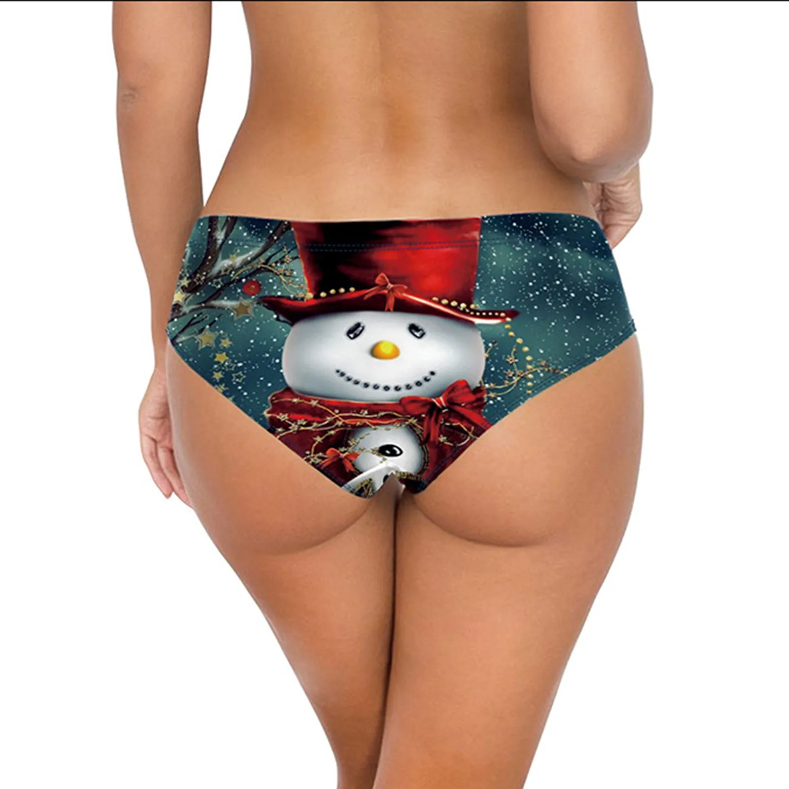 Нижнее белье с принтом Санта-Клауса для женщин рождественские трусики бесшовные