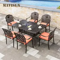 Contemporary Outdoor Modern Aluminum Table And Chairs Dining Marble Top Leisure Villa Sun Protection Waterproof Furniture