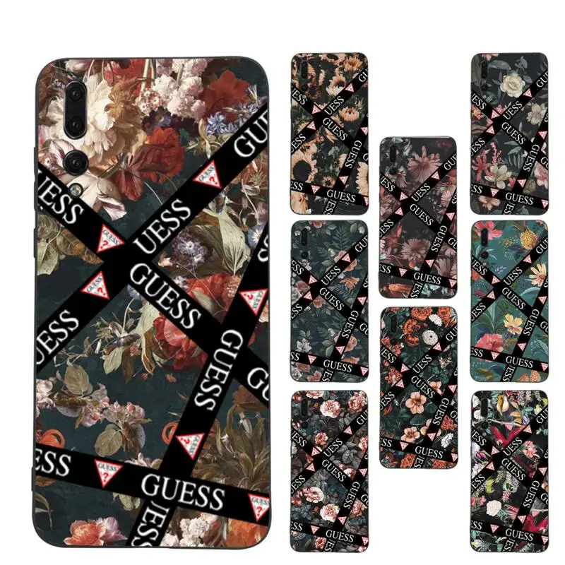

Fashion Brand GUESS Flowers Phone Case Soft Silicone Case For Huawei p30lite p30 20pro p40lite P30 Capa
