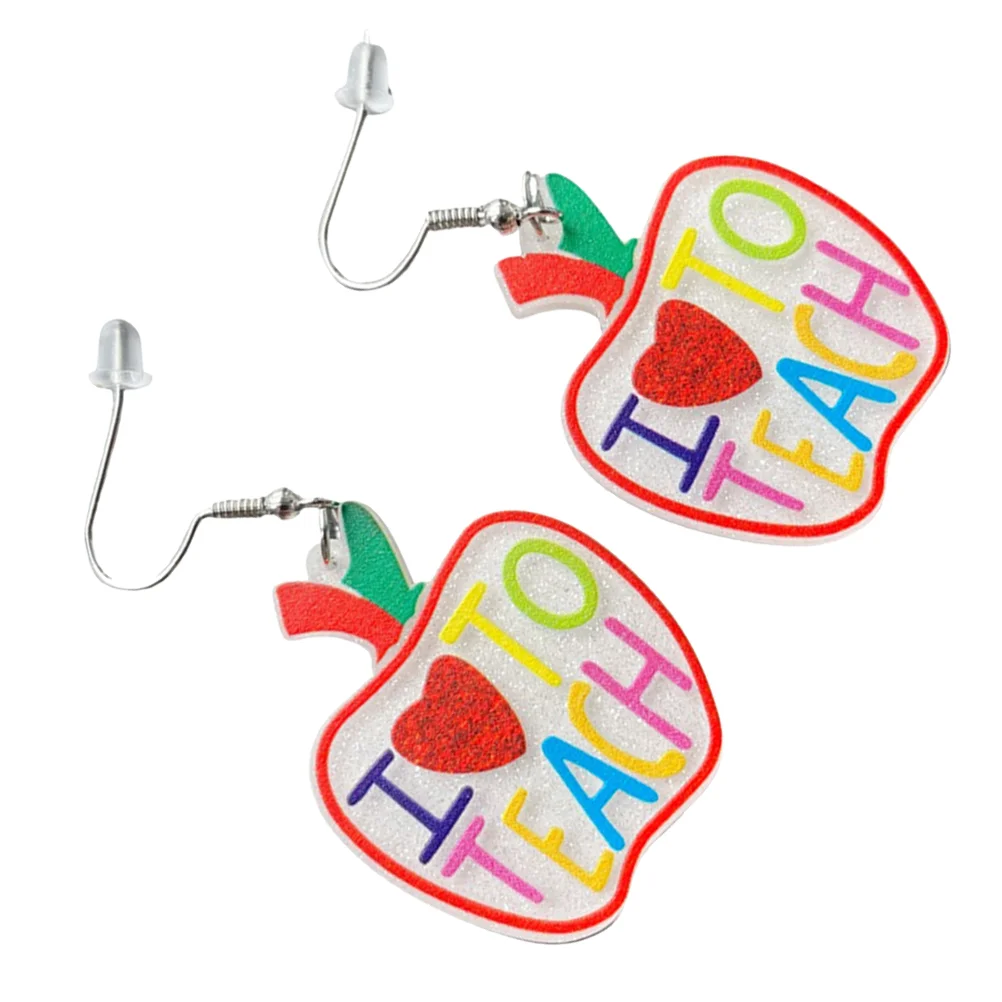 

Earrings Teacherdropdangle Jewelry Gifts Apple School Appreciationfunnyfruit Stud Hoopacrylic Earingings Hanginggirls