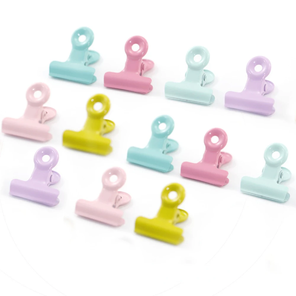 

Candy Color Office Long Tail Clip Stationery Round Clip Binding Clip Metal Binder