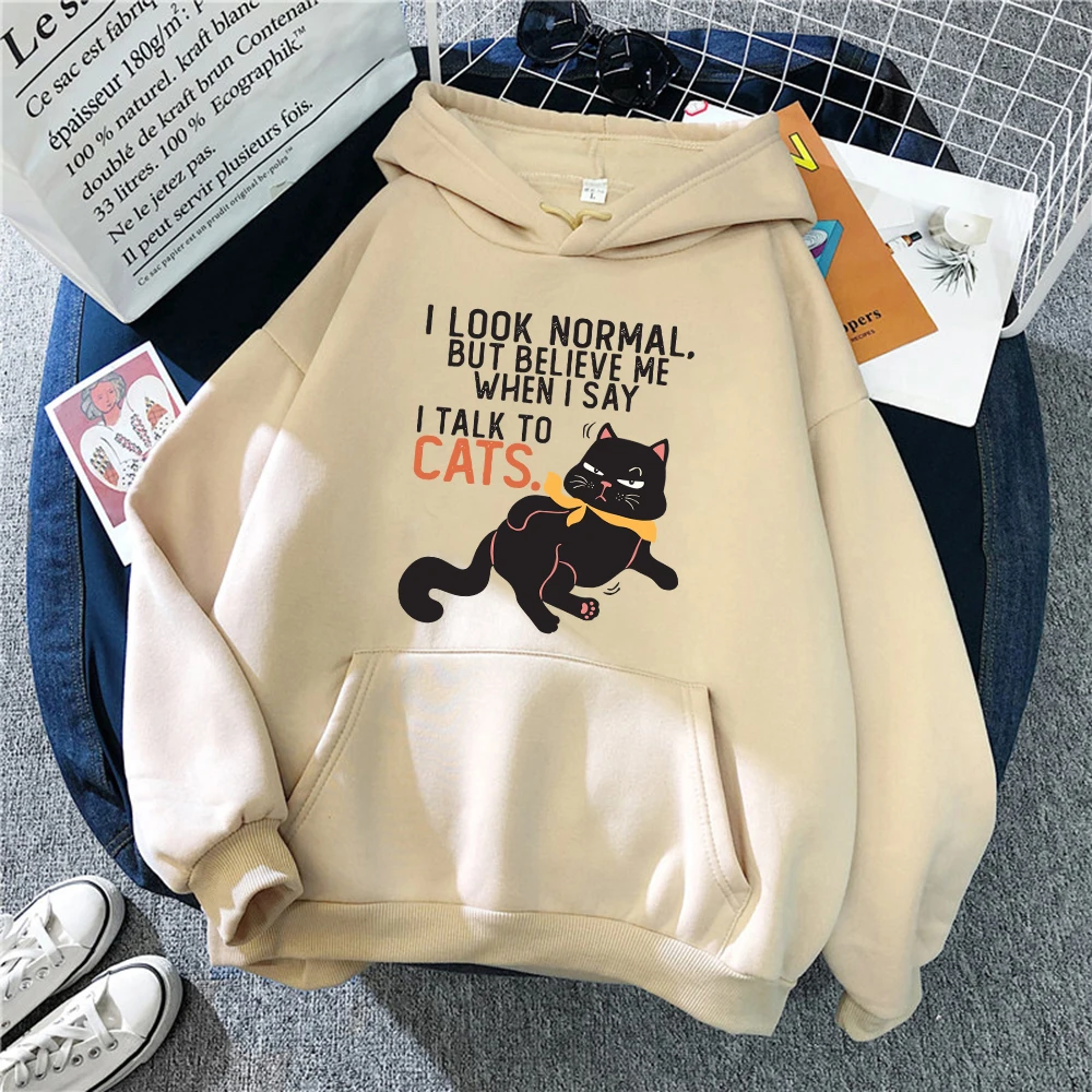 Cute Black Cat Printing Man Hoodies Comfortable Fleece Warm Pocket Sweatshirts Casual Loose Pullovers Men Female Sportswear