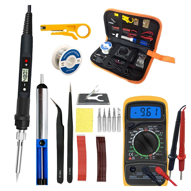 

80W Digital Electric Soldering Iron Temperature Adjustable LCD Display Solder Welding Iron Tool Kit
